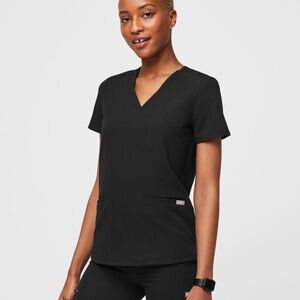 Figs Casma Three-Pocket Scrub Top - Black